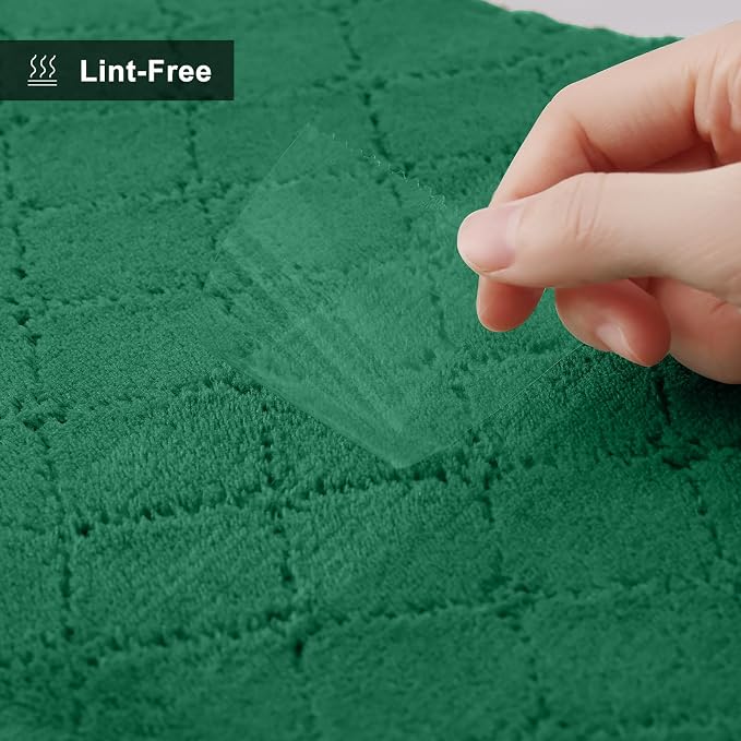 Homaxy 12 Pack Dish Towels for Kitchen (13 x 19 Inches, Dark Green), Super Soft and Absorbent Coral Velvet Dish Cloths for Washing Dishes, Nonstick Oil Fast Drying Microfiber Cleaning Cloth