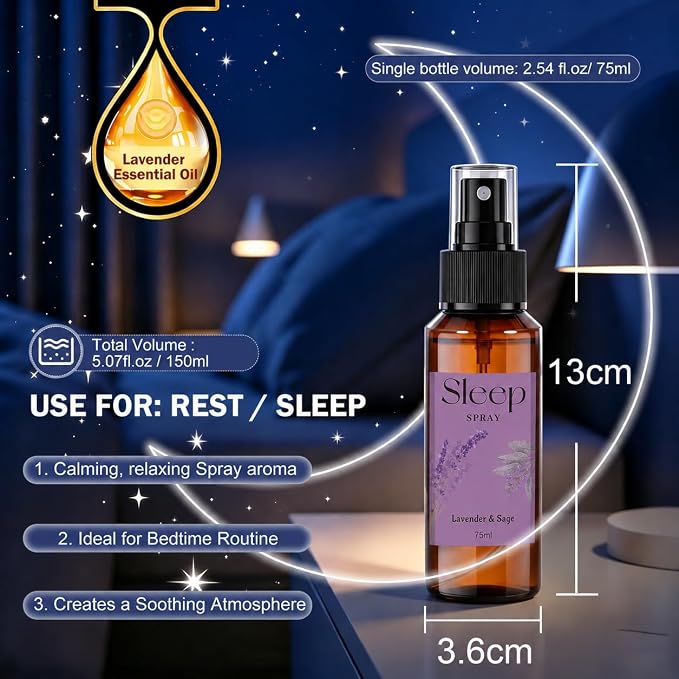 SCENTORINI Sleep Spray, 5.07 oz Pillow Spray with Lavender Essential Oil | Lavender & Gardenia, Sage Scent for Sleep Calming, Pillow Mist for Bedding, Liners, Sheets, Room Spray Air Freshener