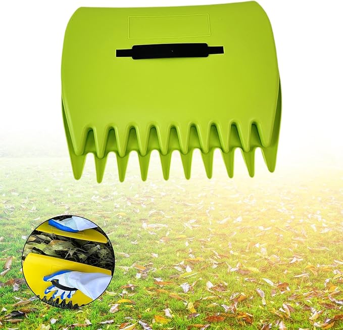 2Pieces Garden Leaf Grabber Hand Rakes for Gardeners Multifunctional 34x24.5cm Lightweight Handheld Lawn Claws Clips, Green
