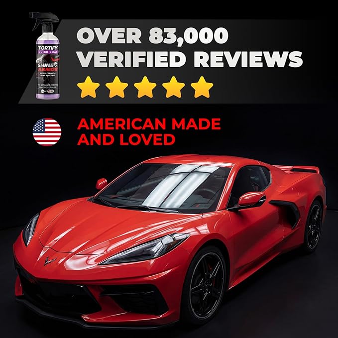 SHINE ARMOR Fortify Quick Coat - 8oz Ceramic Waterless Detailer Spray | 3-in-1 Wash, Wax & Nano-Ceramic Coating | Mirror Shine, Zero Streaks, No Dust Residue | 6-12 Month Protection | Made in USA | 8 Fl Oz - Waterless Wash, Wax and SiO2 Sealant Adds Sl...