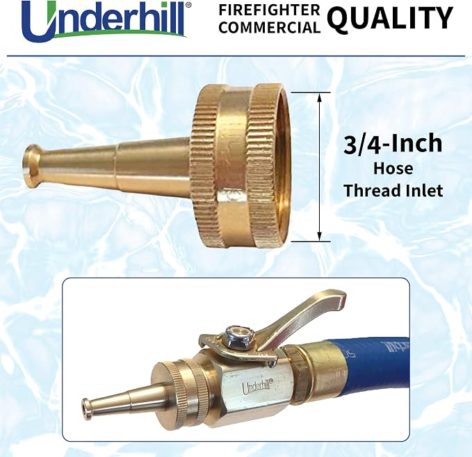 Underhill PowerBlast Super Sweeper 2-Inch Garden Water Hose Nozzle, Sprayer, Jet, 7 GPM 80 PSI, 3/4-Inch Thread Inlet, Heavy-Duty Adjustable, SN2-75
