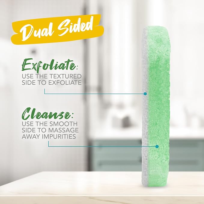 Spongeables Pedi Scrub Foot Exfoliating 5+ Wash Sponge, Citron Eucalyptus, 6 Count