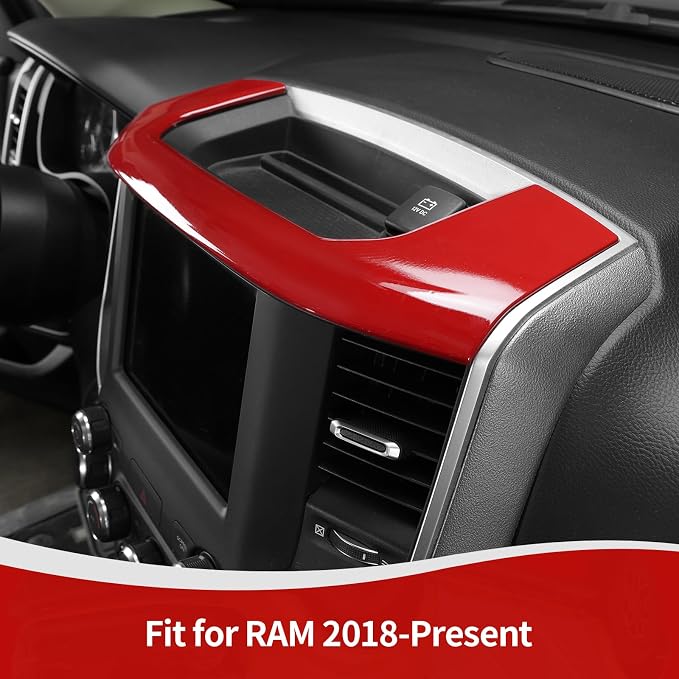 for RAM Center Dashboard Storage Bin Trim Cover Fit for RAM 2018-Present Red Interior Accessories