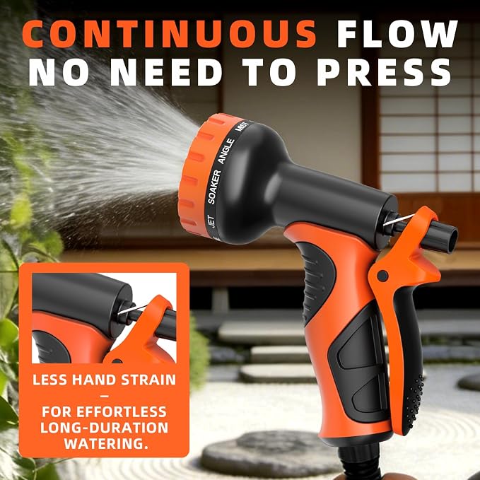 Besiter Garden Hose Nozzle with 10 Spray Patterns : 2 Pack High Pressure Water Sprayer for Car Washing, Pet Bathing & Lawn Care with Lock Feature & Comfort Grip – Fits All 3/4" Standard Hoses Thread