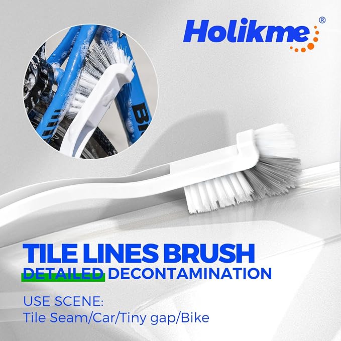 Holikme 7 Pack Cleaning Brush Scrub Brush Kitchen Brush for Floor,Green | Deep Cleaning Brush Set, Scrub Pads with Scraper Tip for Pool Walls, Bathroom, Grout, Floor, Bike, Tub, Shower