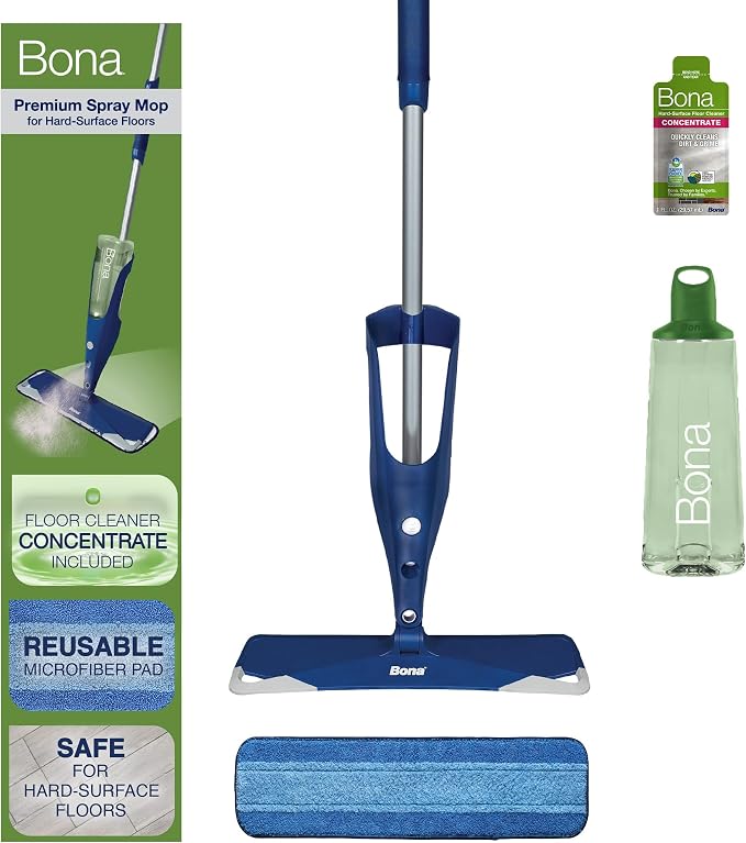 Bona Multi-Surface Floor Premium Spray Mop - Includes Multi-Surface Floor Cleaner Concentrate and Machine Washable Microfiber Cleaning Pad - For Stone, Tile, Laminate and Vinyl LVT/LVP Floors
