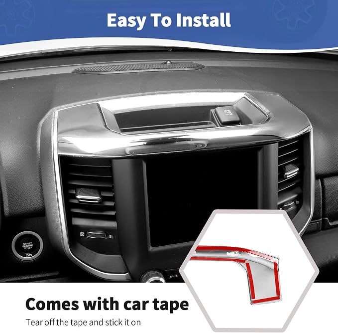 for RAM Center Dashboard Storage Bin Trim Cover Fit for RAM 2018-Present Chrome Interior Accessories