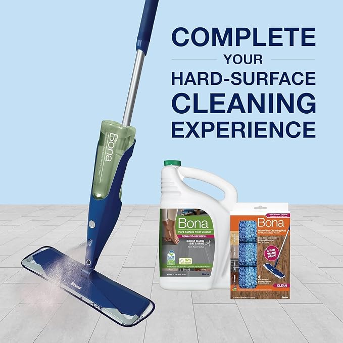 Bona Multi-Surface Floor Cleaner Refill - 128 fl oz - Unscented | Refill for Bona Spray Mops and Spray Bottles - Residue-Free Cleaning Solution for Stone, Tile, Laminate, and Vinyl Floors