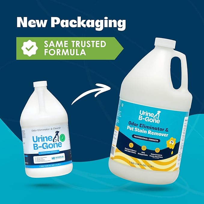 Urine B-Gone, Professional Enzyme Odor Eliminator & Pet Stain Remover, Human, Cat & Dog Urine Cleaner, Effective on Laundry, Carpets & More, Original Scent, 1 Gallon
