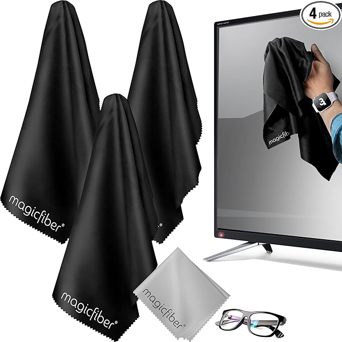 MagicFiber Extra Large Microfiber Cleaning Cloth for TV Screens & Monitors | Great for OLED, Computers, Laptops, Cars & Electronics, Eyeglass & Glasses Cleaner