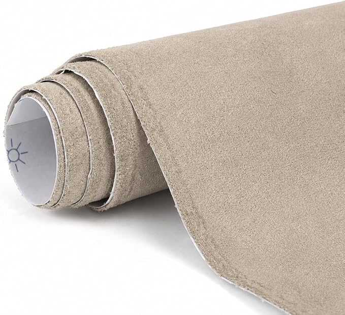 Premium Beige Suede Fabric Wrap - 16x59 inch Suede Wrap for Car Interior - Self-Adhesive Microfiber and Synthetic Leather, Stretchable Interior Film for Car and Home Decor