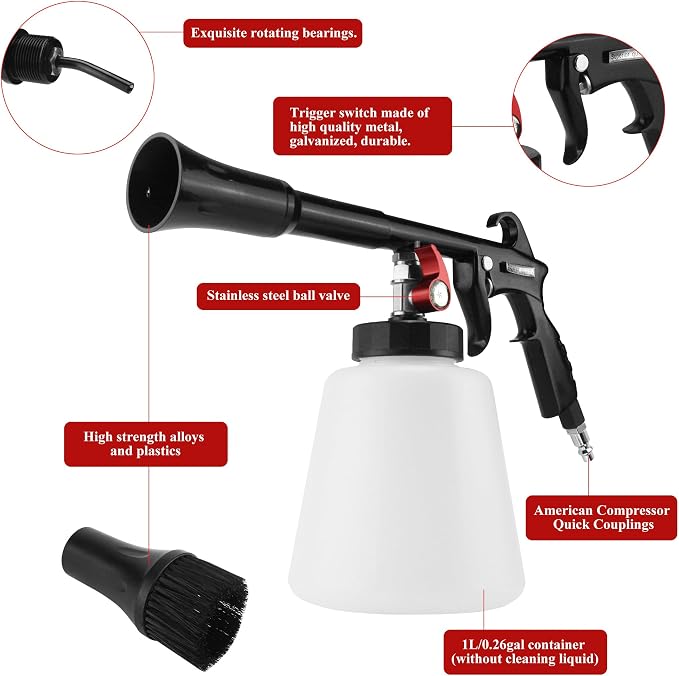 HANDY Tornado Air Cleaning Gun Powerful Air Blast for Dust & Dirt Removal | Car Blow Gun 80-160PSI High Pressure 2 Nozzles Surface Cleaning Tool