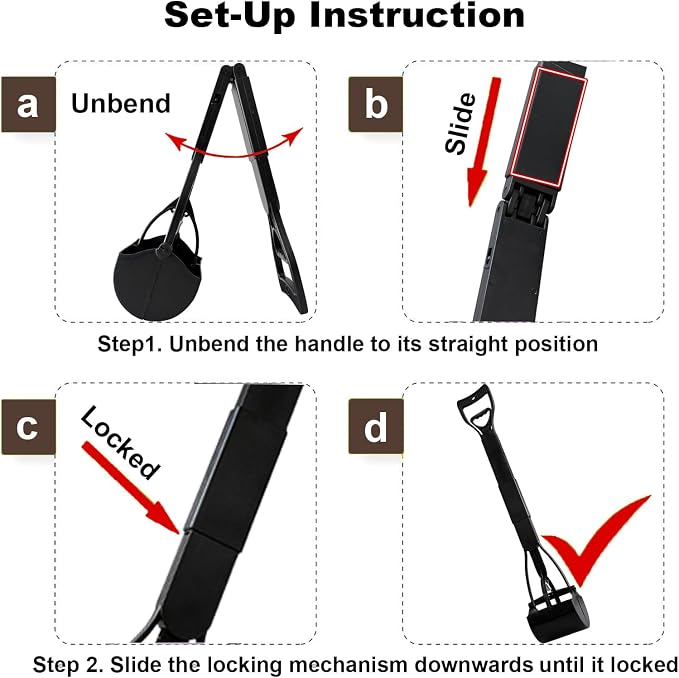 ienjoyed 32" Dog Pooper Scooper for Small Dog to Large Dog, Heavy Duty Dog Poop Scooper for Yard & Walks, Durable Double Spring Clamp, Simple One Step Assembly (Black)