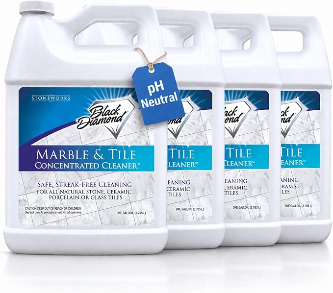 Black Diamond Stoneworks Marble & Tile Floor Cleaner Concentrate, pH Neutral, Streak-Free & No-Rinse Formula for Granite, Travertine, Limestone, Slate, Ceramic & Porcelain Floors (4-Gallons)