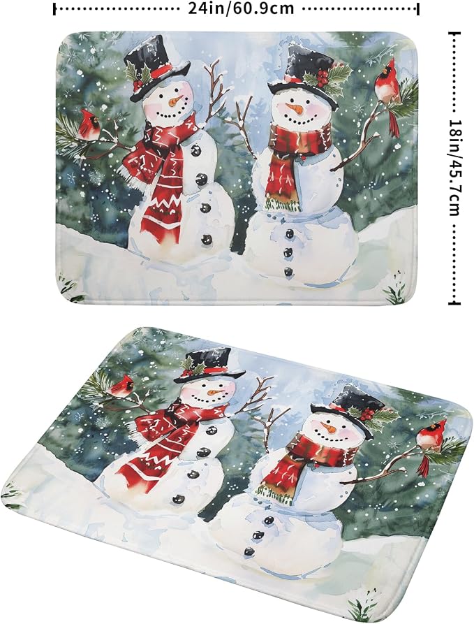 Winter Dish Drying Mat 18 x 24 Inch Xmas Snowman Pattern Dish Drying Pad Absorbent Microfiber Mats for Christmas Dish Rack Pad for Kitchen Counter Coffee Bar Decor