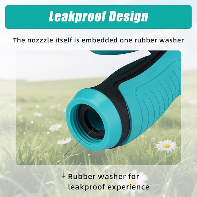Garden Hose Nozzle Sprayer - 10 Spray Patterns, THUMB CONTROL On Off Valve Heavy Duty Hose Sprayer Nozzle for Watering Plants & Lawns, Washing Cars & Pets - Outdoor Water Hose Nozzle Head Attachment