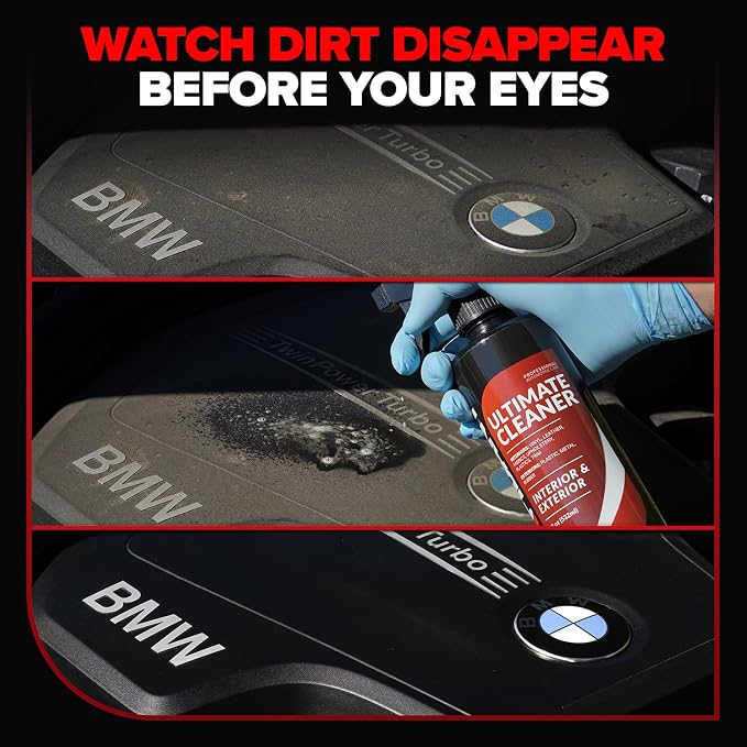 Carfidant Car Interior Cleaner – Stain Remover & Odor Eliminator – No Residue Finish – Safe on Leather, Fabric, Carpet & Plastic – Detailing Spray with Microfiber Towel – 18oz