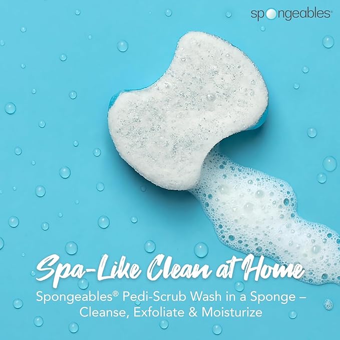 Spongables Pedi Scrub Foot Exfoliating 20+ Wash Sponge, Clean & Fresh, 3 Count