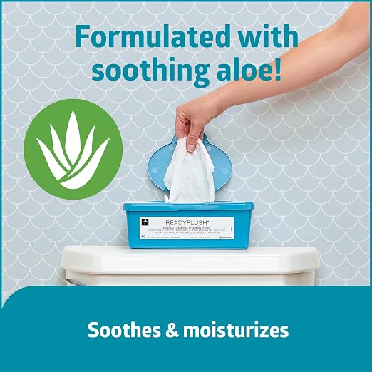 Medline ReadyFlush Flushable Wipes (60 Wipes per Tub), Scented, Biodegradable Flushable Incontinence Wet Wipes for Adults with Aloe, Hypoallergenic & pH-Balanced Personal Cleansing Cloths, 8" x 12"
