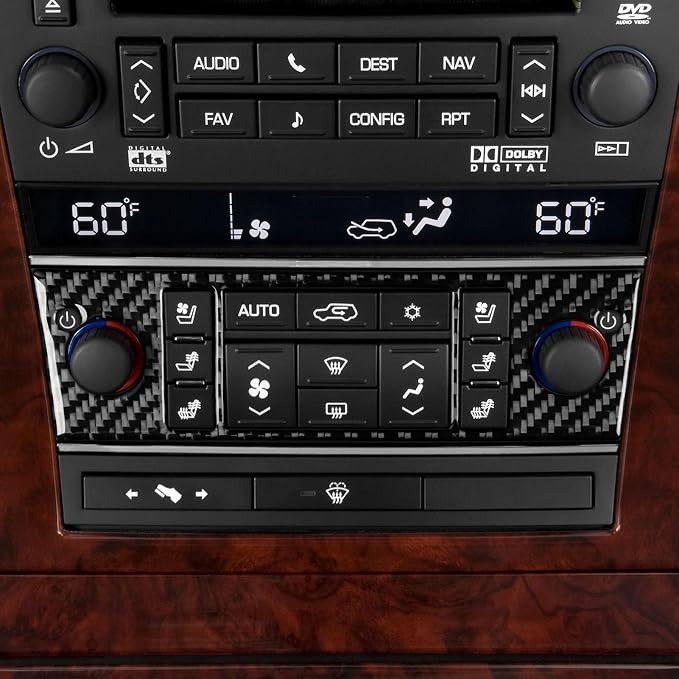 Fit for Cadillac Escalade ESV 2007-2014 / EXT Hybrid 2009-2013 | Real Carbon Fiber | Accessories | Trim A/C A C Control Panel | Stickers | Anti-scratch | Self-adhesive
