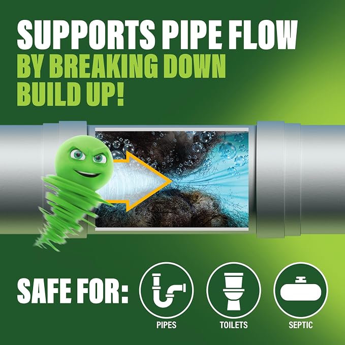 Green Gobbler 5-in-1 Foaming Toilet Bowl Cleaner + Pipe Build-up Remover, Enhanced Enzyme Formula, 2 Uses - Safe for Septic