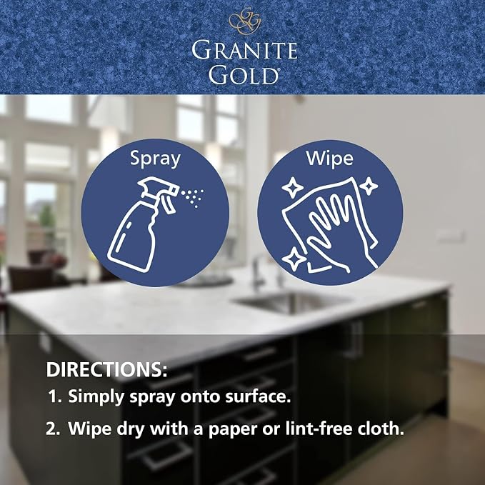 Granite Gold Quartz Cleaner Spray for Caesarstone, Cambria, Silestone and All Other Quartz Countertop Surfaces, 64 Fluid Ounces and 2 x 24 Fluid Ounces