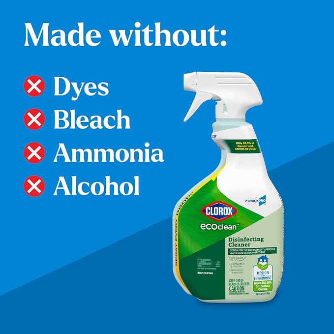 Clorox CloroxPro EcoClean Disinfecting Cleaner Spray Bottle, 32 Fluid Ounces