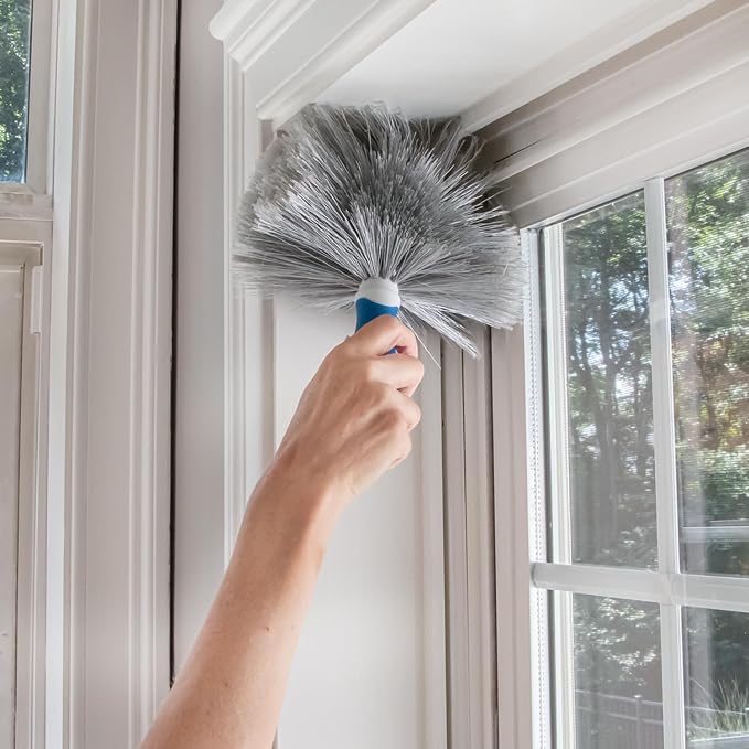 Unger Cobweb & Corner Duster – Dusters for Cleaning, Compatible with Telescopic Poles, Dusting Tools, Great for Ceilings, Moldings, HVAC & Floor Vents, and Corners, White/Black (Pack of 6)