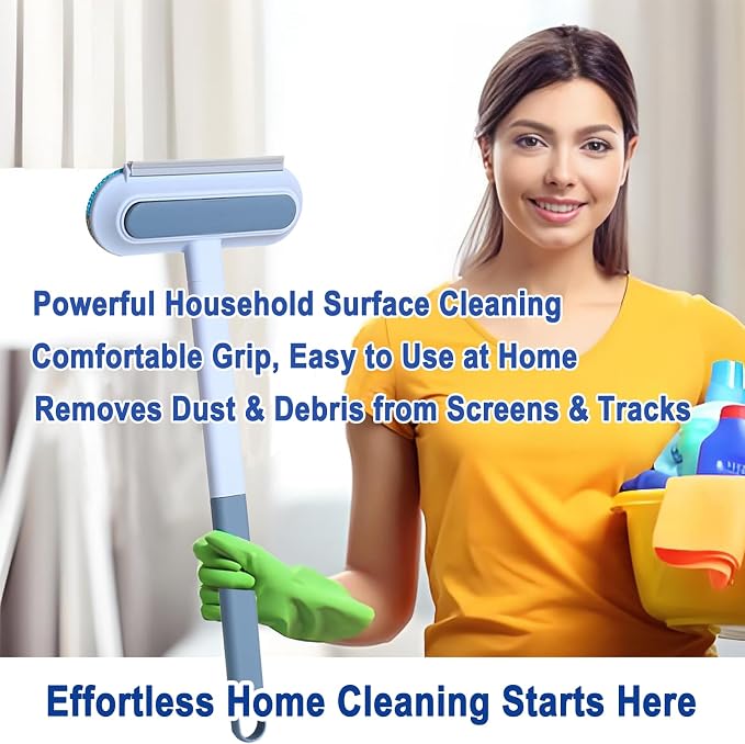 Window Screen Cleaning Brush, 6-in-1 Screen Cleaner Tool Kit with Spray Bottle, Crevice Brush and Microfiber Cloth for Window Tracks and Screens