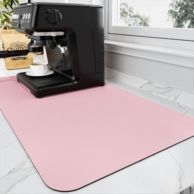 HotLive Coffee Mat - Absorbent Hide Stain Rubber Backed Dish Drying Mat for Kitchen Counter - Bar Mats for Countertops Accessories Fit Under Coffee Maker Espresso Machine