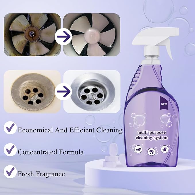Multi-Purpose Cleaning System,Clean Spray Cleaner For Ovens,Spray Oven Cleaner,Multi-Surface Cleaners With Concentrated Cleaning Tablets,Sided Cleaning Agent Suitable For Households