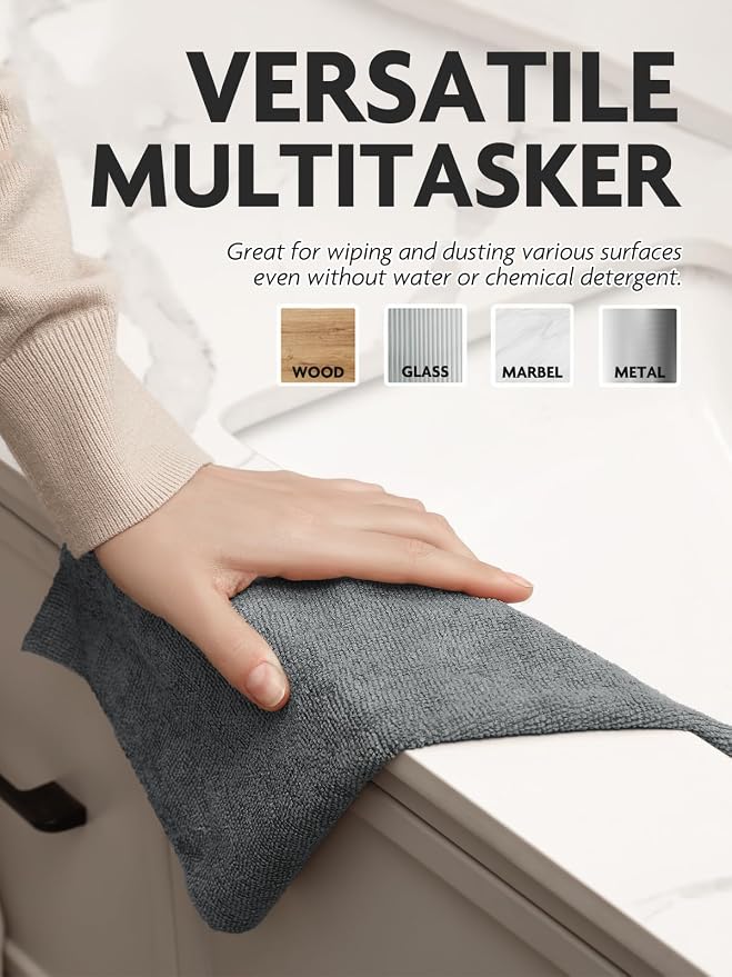 Fantasticlean Microfiber Cleaning Cloth Roll- 75 Sheets, 12" x 12"(Dimgrey) | Super Absorbent, Lint-free, Tear-away Microfiber Towel Roll, for All-Purpose Cleaning, Reusable Alternative to Paper Towels