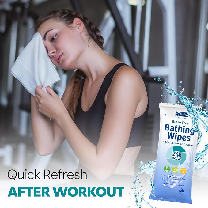 XL Body Wipe 9" x 9" Bath Wipes for Adults No Rinse - Thick Refreshing Shower Wash Cloth with Aloe Vera for Camping, Travel, Gym, and Caregiving - Durable Disposable Bath Cloths for Quick Hygiene