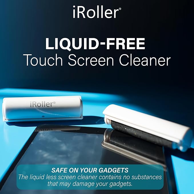 Screen Cleaner by iRoller - Pack of 12 - No Need for Spray or Wipes, Liquid Free - Reusable & Washable -Portable iPad Screen Cleaner for Touchscreen- Ideal for Smartphone, MacBook, Monitor - 3.5"