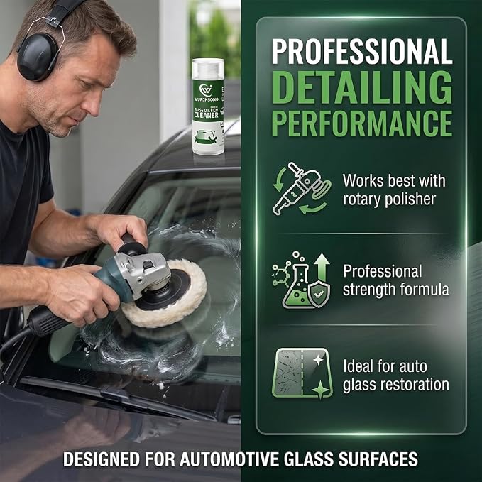 3.38 Fl Oz Cerium Oxide Glass Polish Compound, Car Glass Scratch Remover, Oil Film & Water Spot Cleaner for Windshield Windows Mirror, Remove Wiper Marks Swirls Hard Water Stains