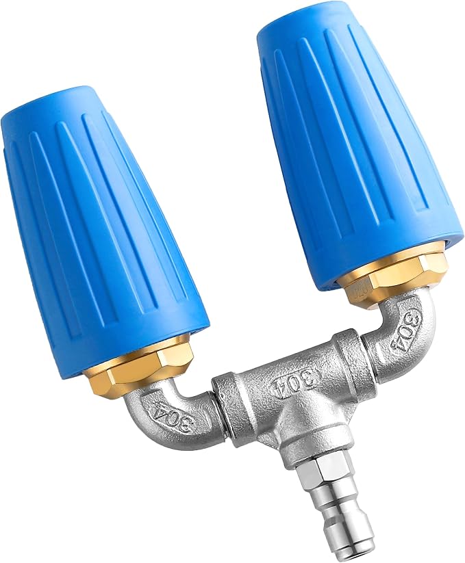 Dual Turbo Nozzle Pressure Washer, 1/4" Quick Connector, 4000 PSI | Twin 360° rotating spray for hard surfaces; 2.0 orifice, 4-6 GPM, 140°F/60°C