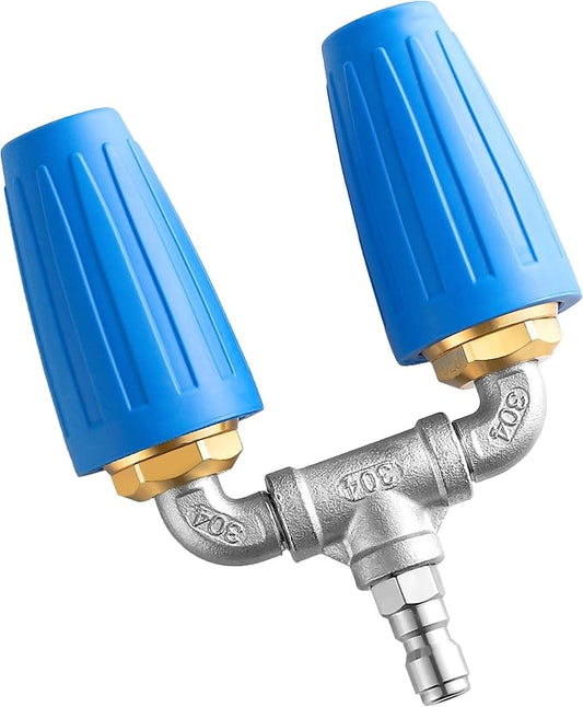Dual Turbo Nozzle Pressure Washer, 1/4" Quick Connector, 4000 PSI | Twin 360° rotating spray for hard surfaces; 2.0 orifice, 4-6 GPM, 140°F/60°C