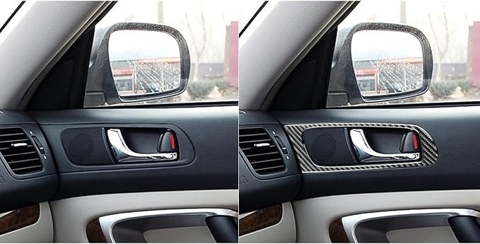 JKYUKU Real Carbon Fiber for Subaru Accessories Inner Door Handle Bowl | for Legacy/Outback 2005-2009, Black Inner Door Handle Bowl Sticker, Tool-Free Installation, Anti-Scratch