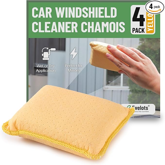Evelots 4-Pack Windshield Cleaner Inside Car Window Cleaning Tools, Yellow | Set of 4 yellow tools helps clean interior car windows and hard-to-reach windshield glass while reducing awkward stretching.