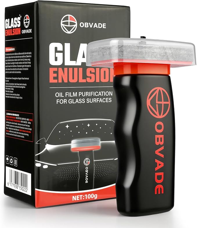 Car Glass Oil Film Cleaning Brush Kit, Windshield Cleaner Tool with Cleaning Emulsion for Auto Windshield Window Mirror, Improve Glass Clarity for Daily Driving