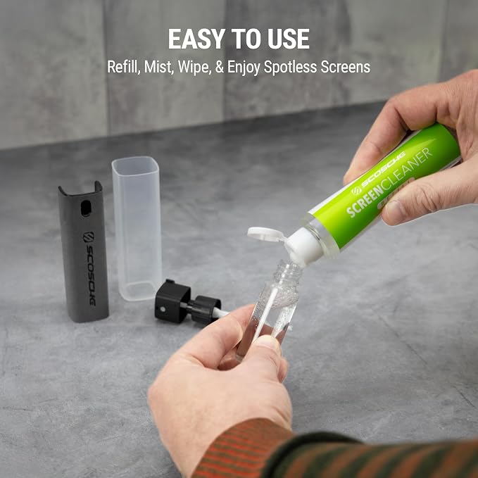 Scosche SCOCLNR Refill Bottles for Streak-Free Electronic Screen Cleaner Spray and Wipe Cleaning Kit for TV, Computer, Phone, iPhone, iPad, Laptop, MacBook, Car Touchscreen, 10 Pack of Refills