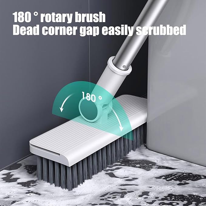 3-in-1 Broom and Dustpan Set with Cleaning Teeth Brooms with Dustpan Combo | Set 38" Stainless Steel Long Handle,Standing Storage, Indoor Sweeping Combo for Home & Kitchen, White