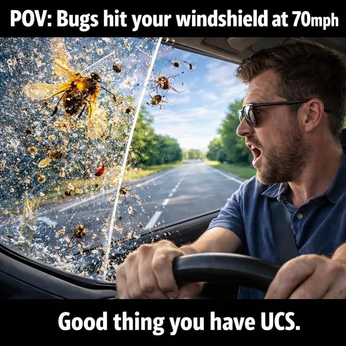 UCS Advanced All-Season Windshield Washer Fluid -27°F, Water Repellent Technology, Powerful Bug Remover, Streak-Free Cleaning, Ready-to-Use RTU, 1 Gallon