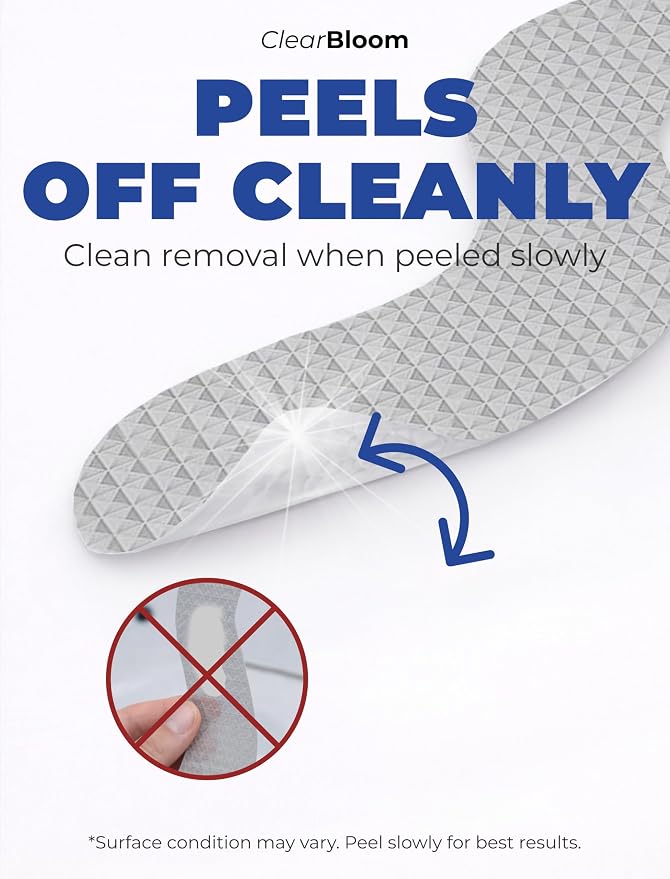 Clear Bloom Anti Slip Shower Stickers 24 PCS, Gray Non-Slip Shower Strips for Adults, Premium Adhesive Bath Tub Stickers