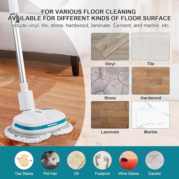 Spin Cordless Electric Mop Pads: 7.5/7.48/7.28/7 Inch Steam/Electric Mop Pads Replacement for Vmai/eous/idoo/alfabot/devoac - Round Velcro Scrubber Reusable Mop Pads Refill for Floor Cleaning 8 Pack