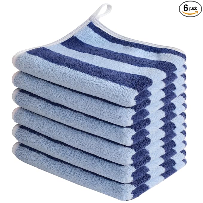 SINLAND Microfiber Facial Cloths Fast Drying Washcloth 12inch x 12inch Absorbent Face Wash Cloth Soft Makeup Remover Cloths