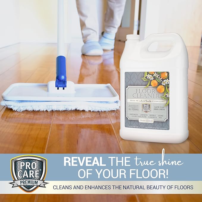 ProCare Floor Cleaner (Made in USA) | Streak-free Cleaner for Tile, Stone, Laminate, Vinyl & Natural Wood Floor Cleaner for Mopping, Household Supplies, Cleaning Solution with Citrus Aroma - 1 Gallon
