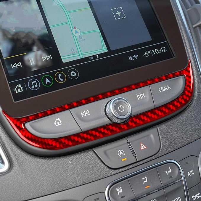 Real Carbon Fiber Trim for Chevy Malibu 9th Gen Accessories | for 2016-2024 Navigation Control Button Frame Cover Sticker Interior Thick Overlay Decal