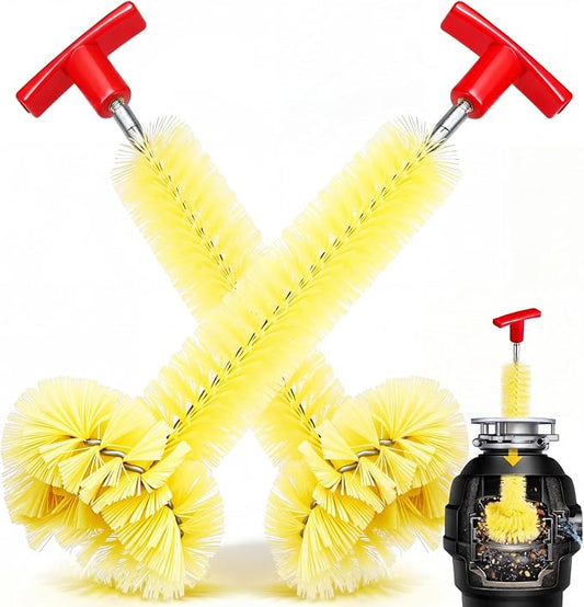 2 Pcs Garbage Disposal Cleaner Sink and Drain Brush Universal Garbage Disposal Cleaner 12'' Long Brush for Kitchen Waste Food (Yellow)