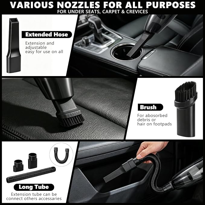21PCS Car Detailing Kit Interior Cleaner - with Handheld Car Vacuum, Windshield Cleaning Tool, Detailing Brushes, Car Cleaning Supplies Kit for Women Men (Black)
